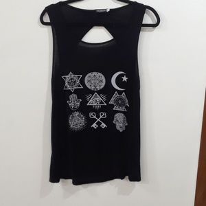 Boho racer back tank open back flow shirt